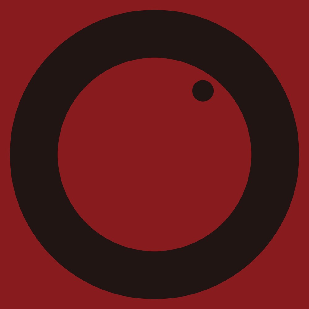 NOMU cherry symbol in near-black on red