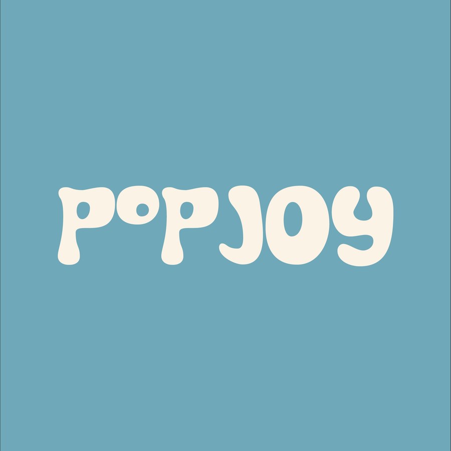 PopJoy logo in cream on teal
