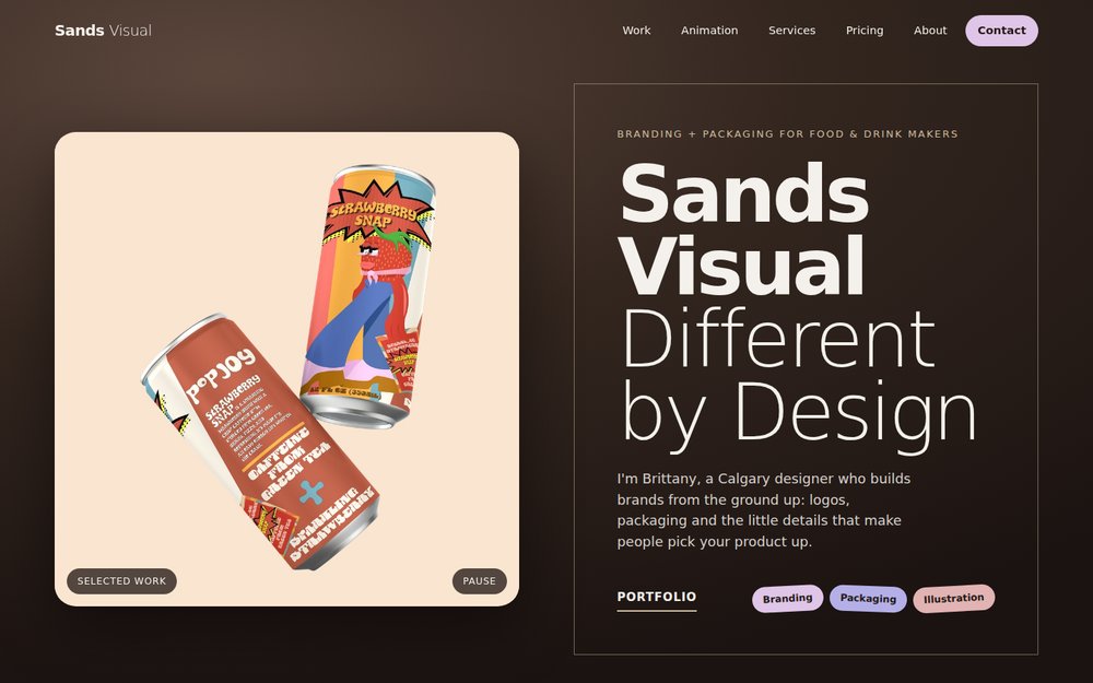 The Sands Visual portfolio website